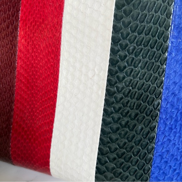 Tory Burch Lee Radziwill Striped Snake Skin Leather Small Top Handle Bag - Picture 6 of 16